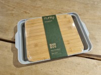 Pure Style Bambus Schneidebrett m. Auffangschale weiß Pure Style Bambus Schneidebrett m. Auffangschale weiß